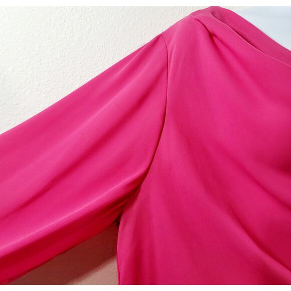 Lane Bryant Pink Draped Round Neck Top 14 16 Lightweight Flowy Back Zipper Soft - Picture 5 of 5